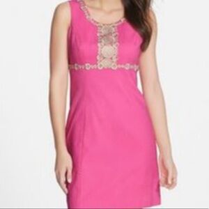 Lilly Pulitzer Dress hot pink w/gold trim dress Size 4